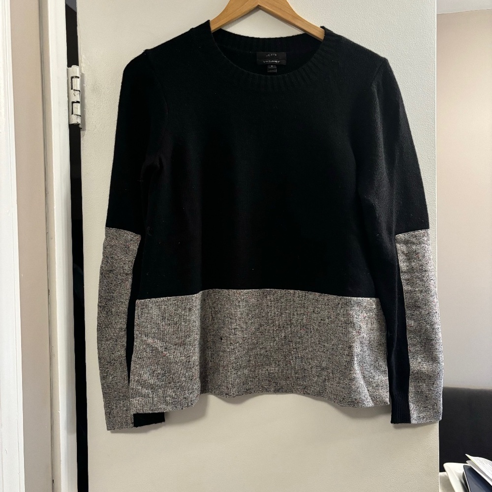 J Crew  Crew NeckBlack w / trim detail Sweater - Size Small